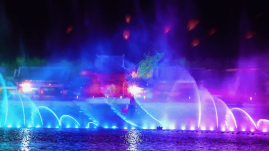 大型喷泉灯光表演秀GIF高清图片