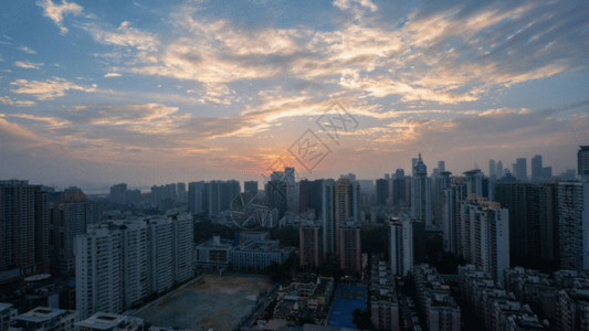 红霞城市延时摄影白转黑GIF高清图片