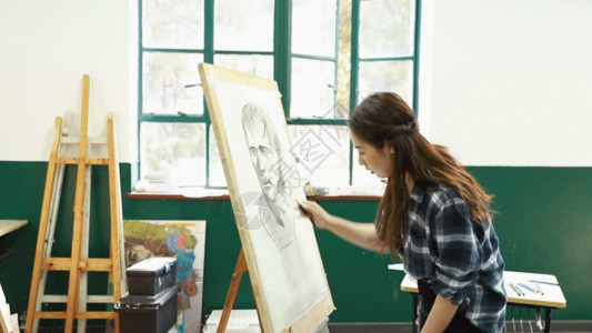 毕加索油画年轻女孩素描GIF高清图片