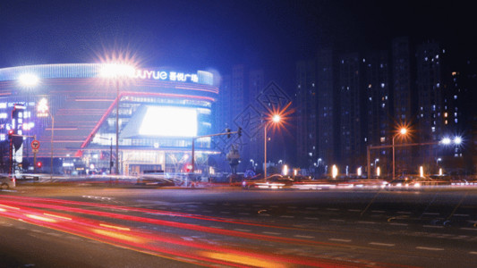 竞技场素材城市广场夜景延时GIF高清图片