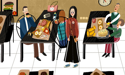 餐厅午餐活动餐厅插画