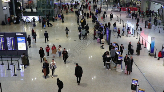 机场出发机场来往旅客GIF高清图片