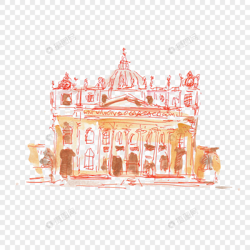 建筑欧洲古建筑城堡水彩手绘图片