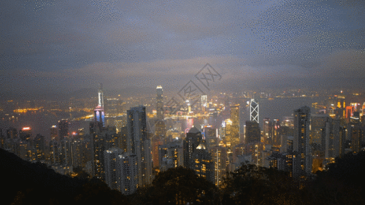 香港太平山顶实拍夜景GIF图片
