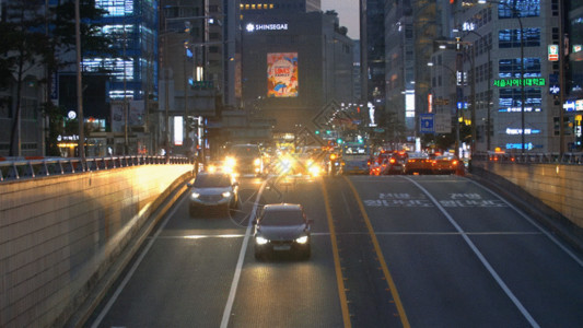 韩国城市韩国汉城市中心繁荣公路GIF高清图片