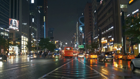 雨夜城市城市中心繁荣公路GIF高清图片