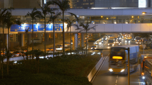 车水马龙的城市香港天桥夜景延迟GIF高清图片