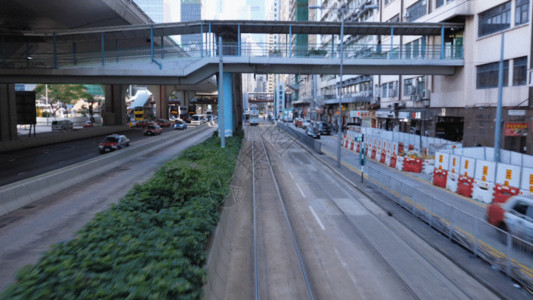 香港旅行香港有轨电车跟踪拍摄GIF高清图片