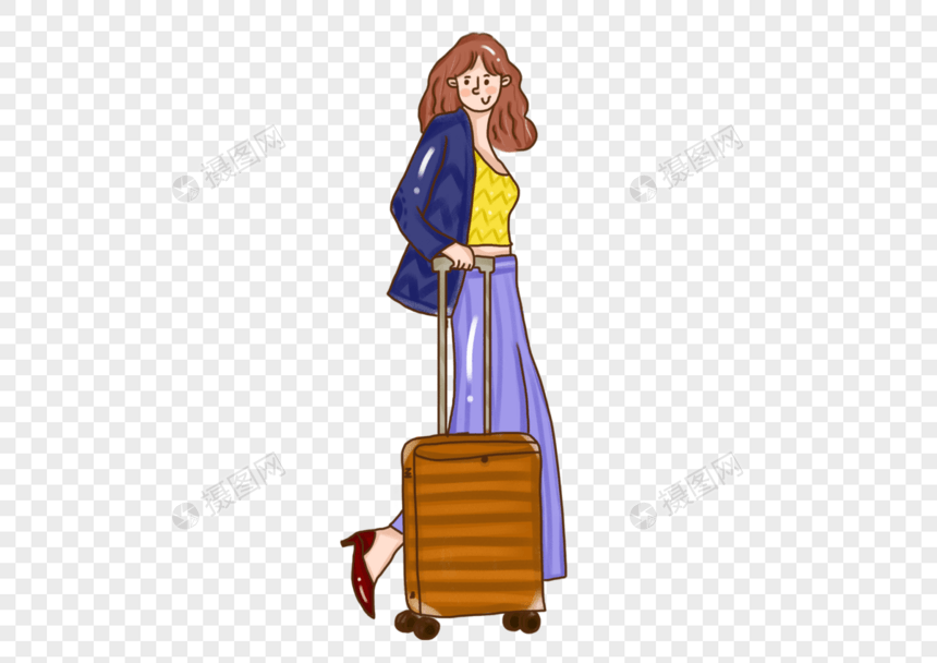 卡通女孩旅行行李箱图片