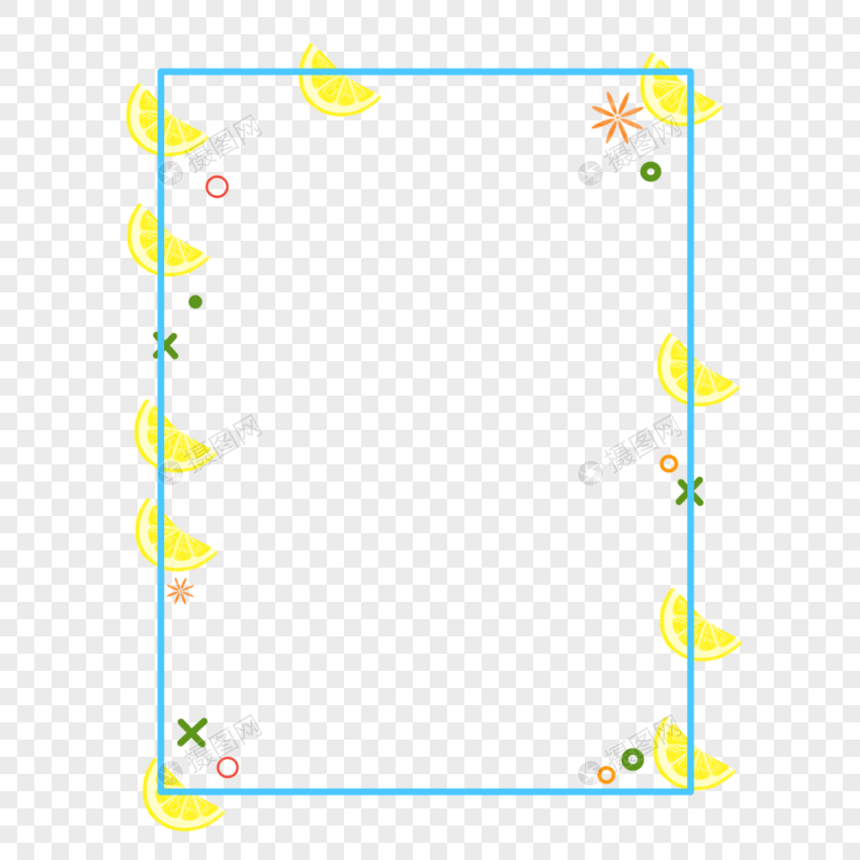 手绘卡通可爱夏日清凉水果柠檬边框图片