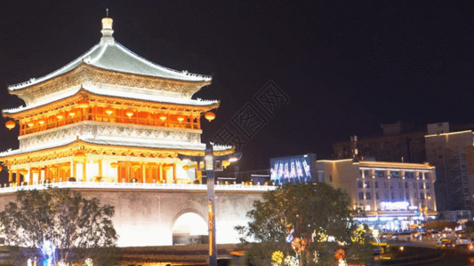 中国六大古镇西安永兴坊夜景GIF高清图片