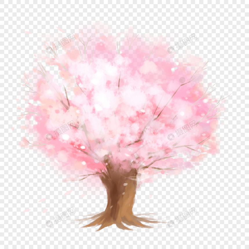 粉色系浪漫樱花树图片