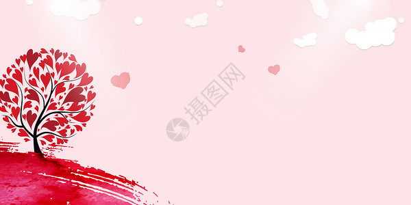 粉色树粉色爱心背景设计图片