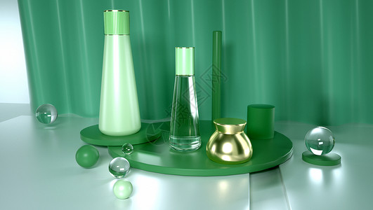 花瓶配图绿色美容场景设计图片