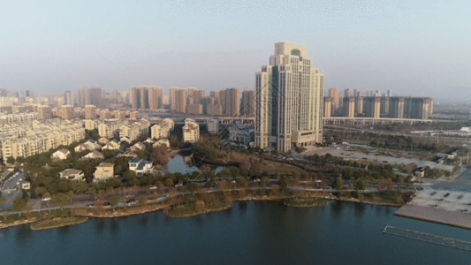 湖建筑江北城市航拍GIF高清图片