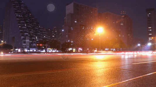 流光模糊夜晚城市交通延时摄影GIF高清图片
