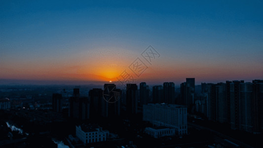 早晨的城市早晨日出景象实拍GIF高清图片