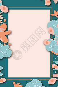 鲜花花环边框清新花卉边框背景设计图片