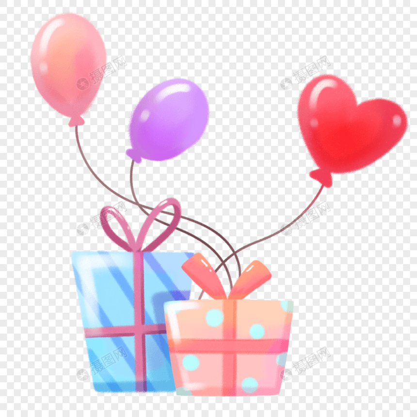 节日气球和礼物图片