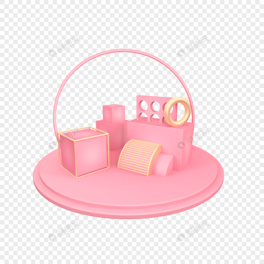 立体粉色圆形舞台插图图片