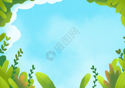 手绘植物树叶小清新植物背景设计图片