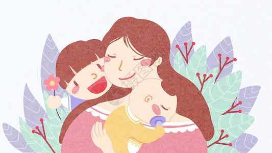 微信母婴素材母亲节送花插画插画