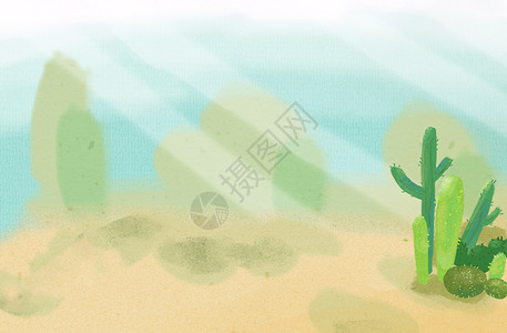沙漠里仙人掌热带植物背景设计图片