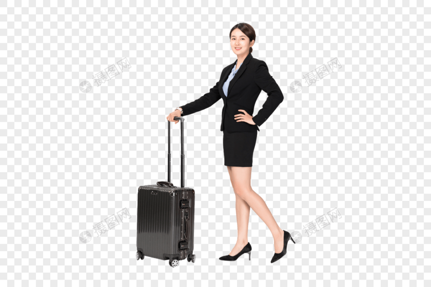 女性商业人士拉行李箱图片