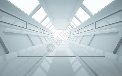 白色方框科技空间通道设计图片
