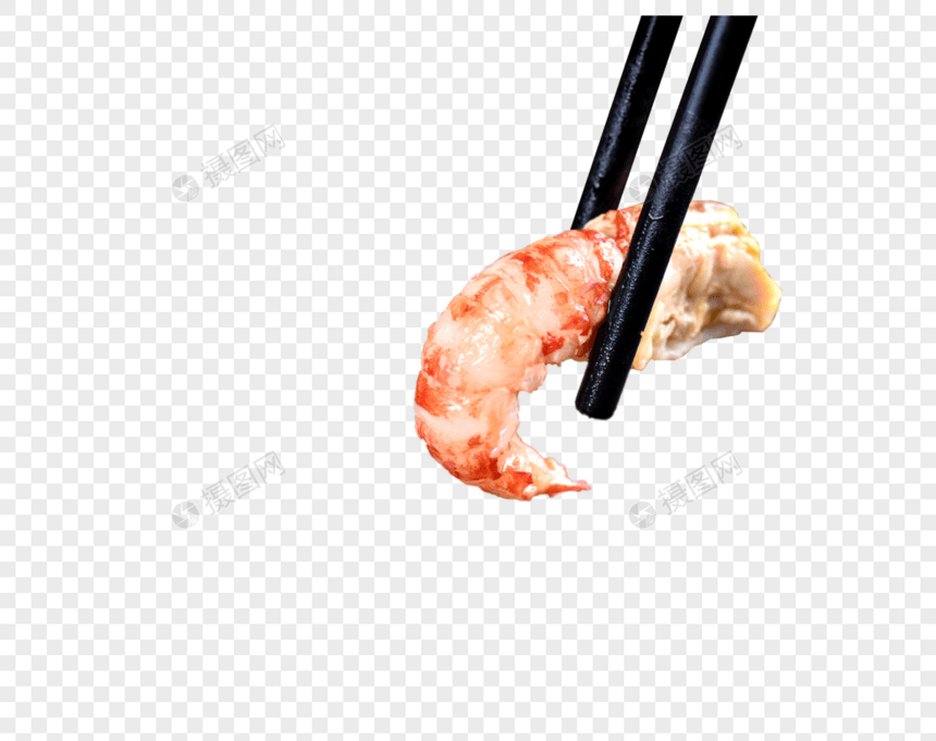 筷子夹着大虾图片
