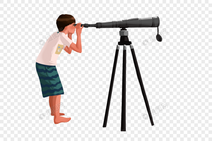 看望远镜的小孩图片
