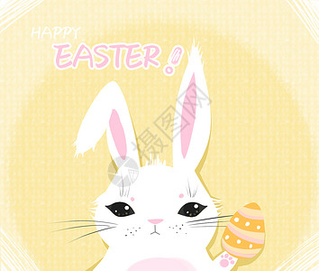 黄兔复活节兔子插画