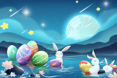 水彩蛋复活节插画