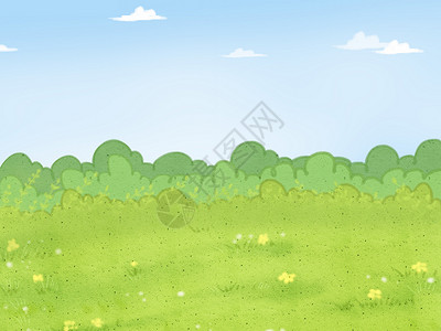 春游手绘绿色草地插画设计图片