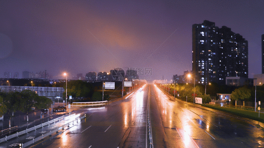 城市夜景交通延时GIF图片