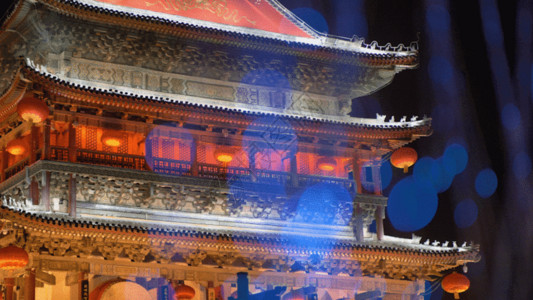中国灯光古建筑夜景GIF高清图片