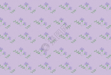 树叶花纹紫色小花背景插画
