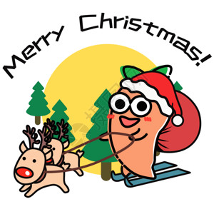 圣诞驯鹿免扣萝小卜卡通形象配图GIF高清图片