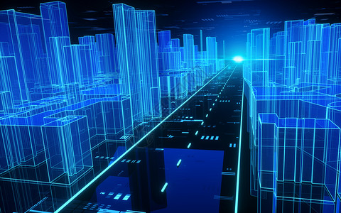 科技光线城市道路建筑空间背景图片