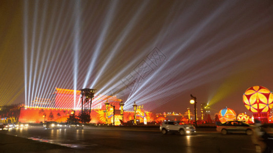 西安灯光秀城市夜晚素材GIF高清图片