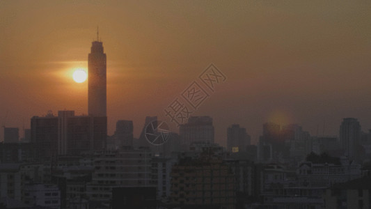 建筑拍摄泰国曼谷城市中心黄昏日落延迟拍摄GIF高清图片