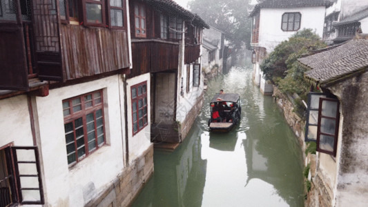 江南流水背景墙江南水巷小桥流水GIF高清图片