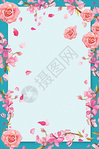 樱花相框素材文艺花瓣边框背景设计图片