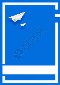 可爱纸飞机边框蓝色简约背景设计图片