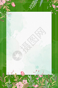蕨类植物边框绿色鲜花背景设计图片