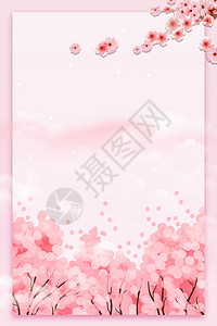 鲜花预订海报春天樱花背景设计图片
