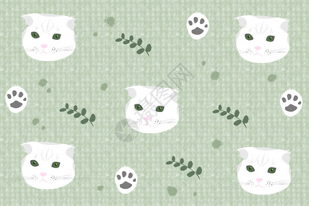 猫咪脚印小清新动物背景插画