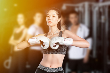 运动女款素材健身房拳击运动设计图片