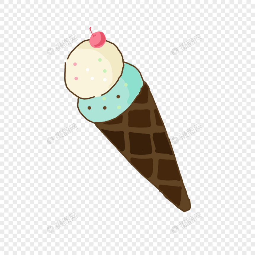 双球冰淇淋雪糕冰棍夏日炎热零食美食卡通图片