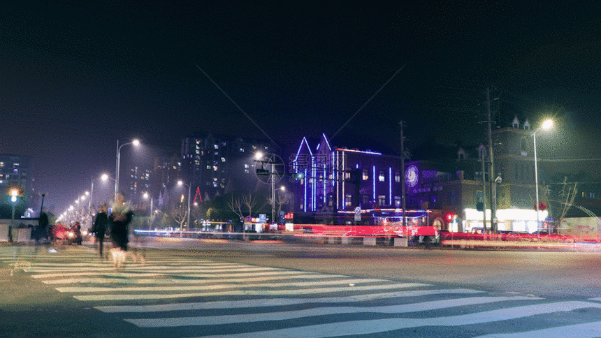 城镇夜景交通延时GIF图片